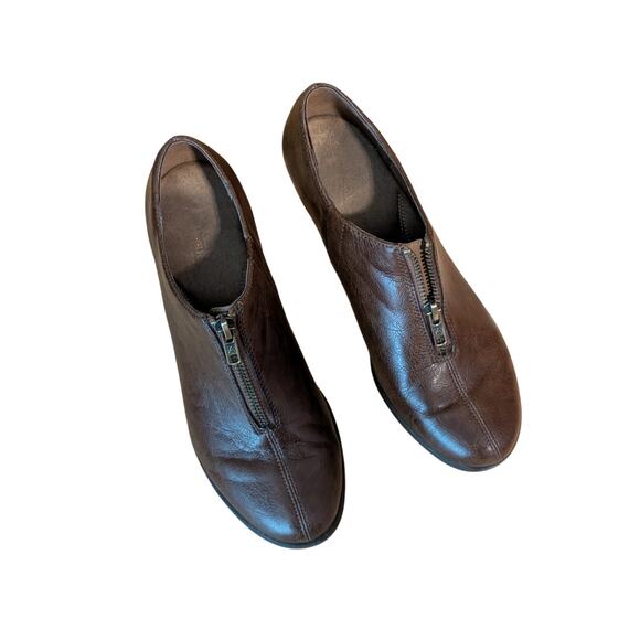 Aerosoles Heel Rest Brown Zip Front Faux Leather Ankle Boot Shoe Women's Size 8 - Picture 1 of 14